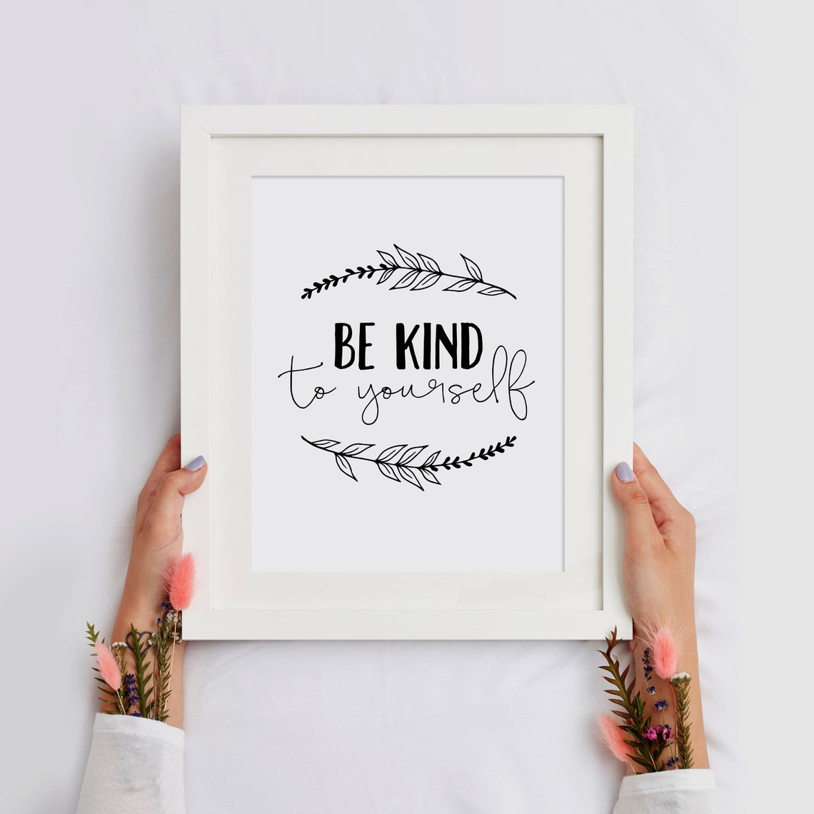 Be Kind To Yourself Inspirational Quote Poster Botanical Branch Decor - Image 2