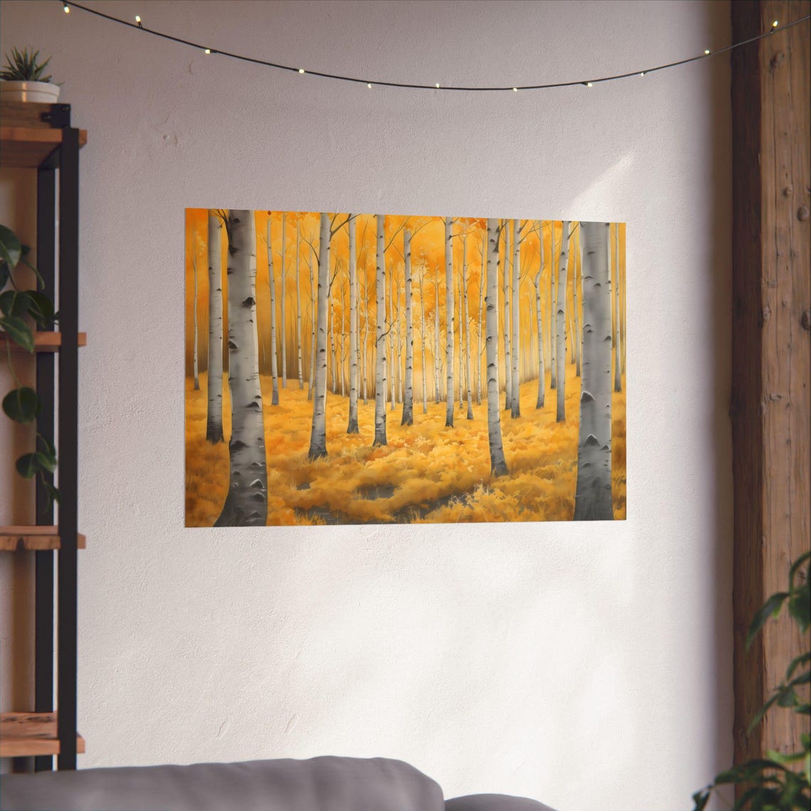Tall Aspen Grove Golden Fall Foliage Autumn Landscape Poster - Image 2