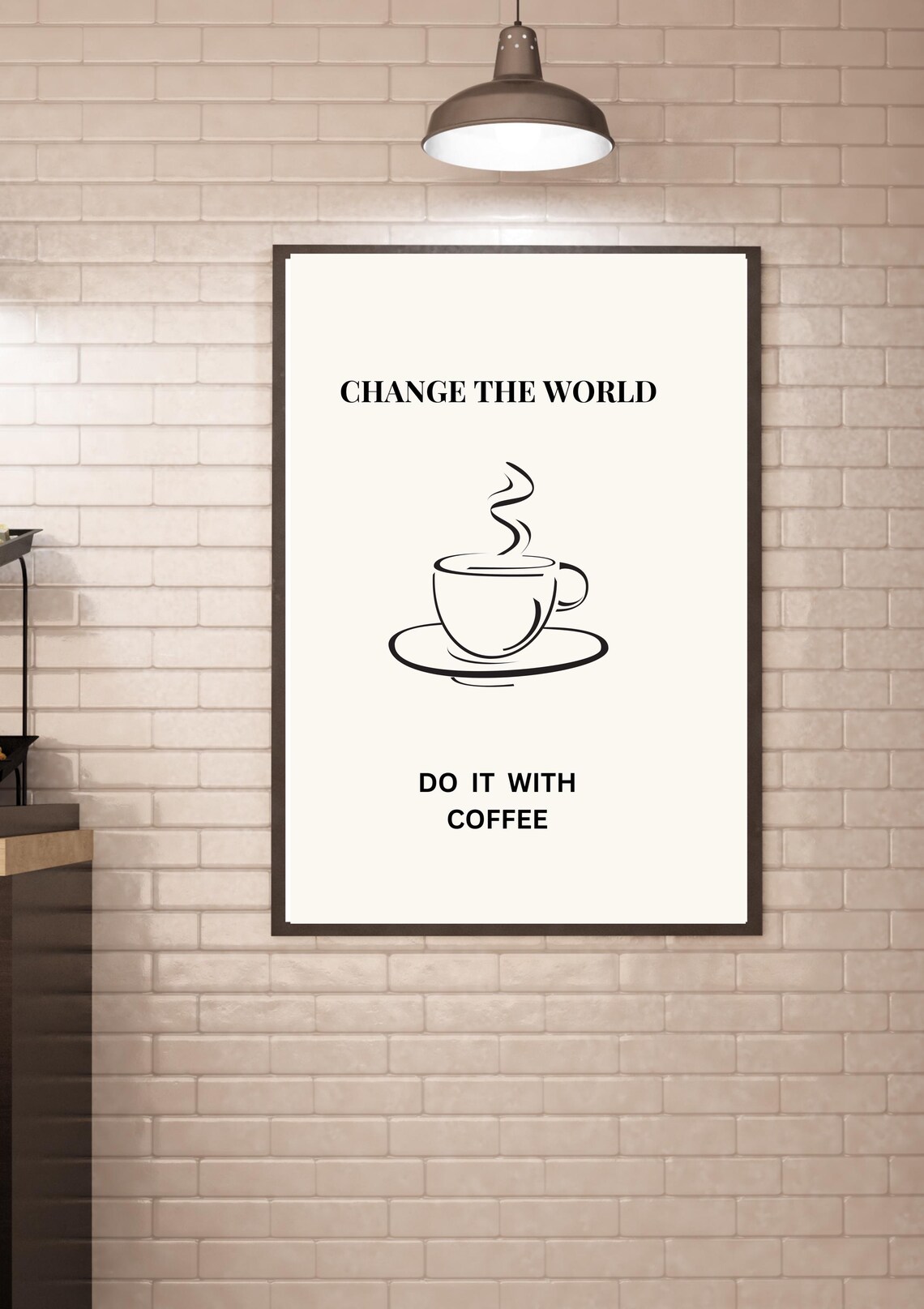 Minimalist Coffee Line Art Poster Change The World Wall Art Modern Coffee Decor Black And White Kitchen Print - Image 2