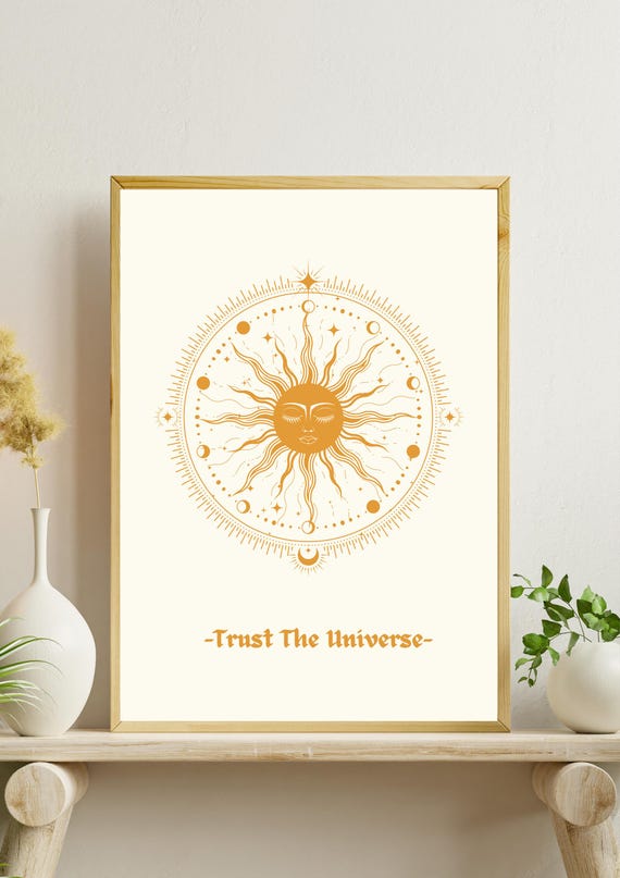 Trust The Universe Wall Art Boho Sun Moon Print Spiritual Minimalist Cosmic Decor Celestial Poster