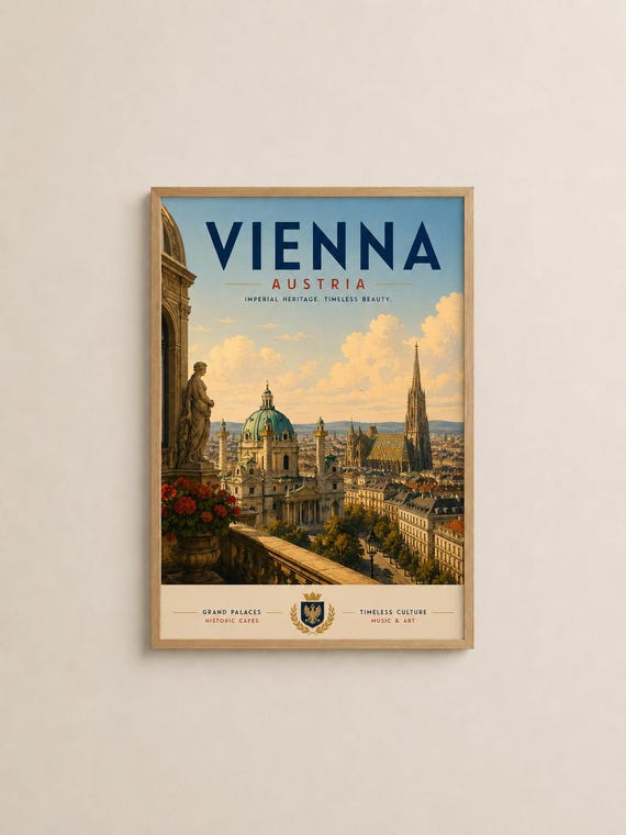 Vienna Austria Travel Poster Imperial Heritage Timeless Beauty Wall Art