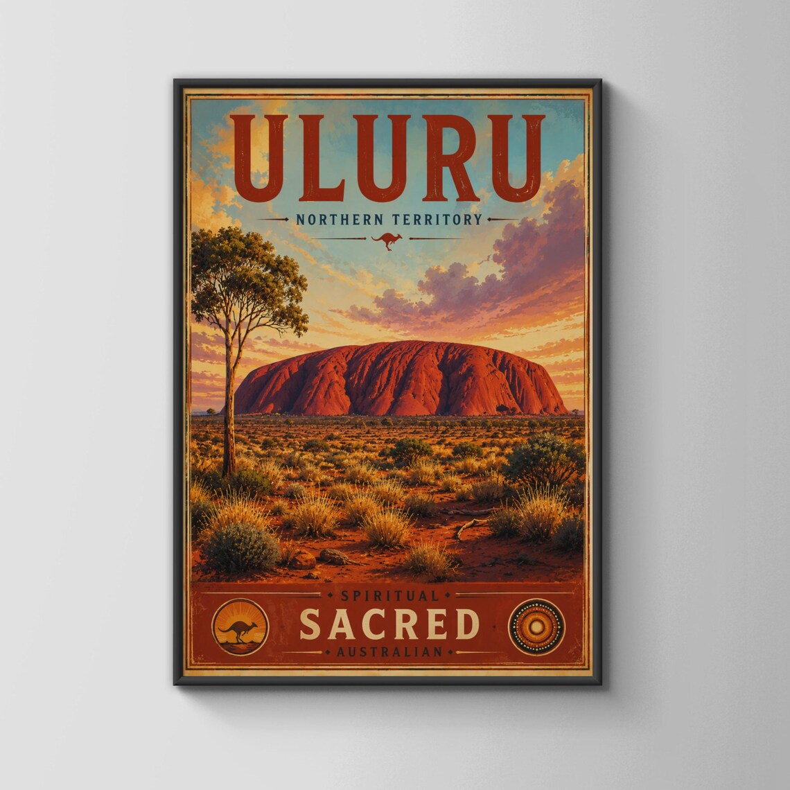 Uluru Australia Vintage Travel Poster
