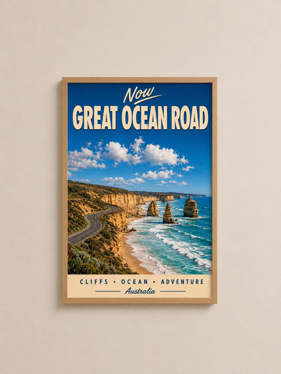 Great Ocean Road Australia Twelve Apostles Cliffs Vintage Poster