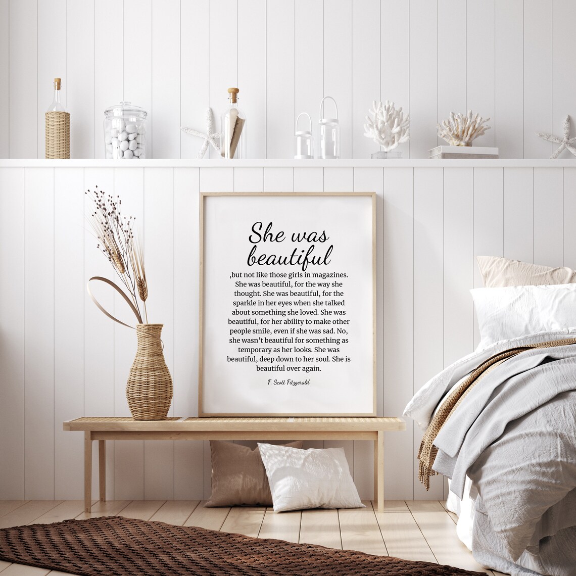 She Was Beautiful F Scott Fitzgerald Quote Literary Typography Poster - Image 3