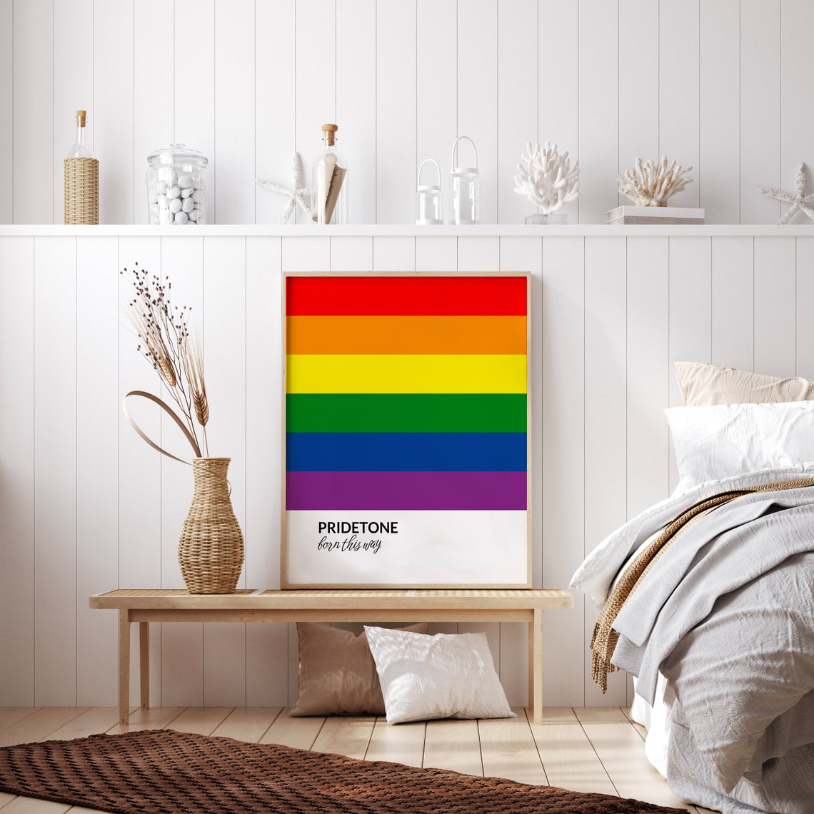 PRIDETONE Born This Way Rainbow Pride Flag Color Block Poster - Image 2