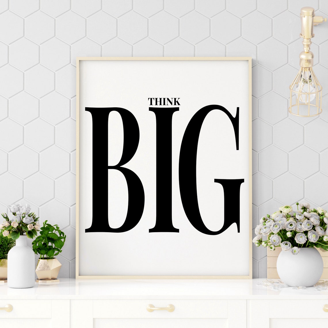 Think Big Bold Black Serif Motivational Success Typography Poster