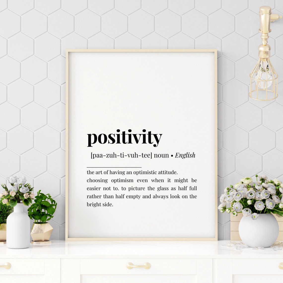 Positivity Definition Optimistic Mindset Dictionary Quote Poster
