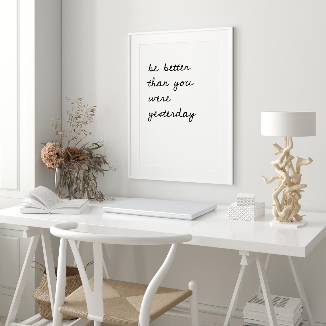 Be Better Than You Were Yesterday Script Calligraphy Quote Poster - Image 2