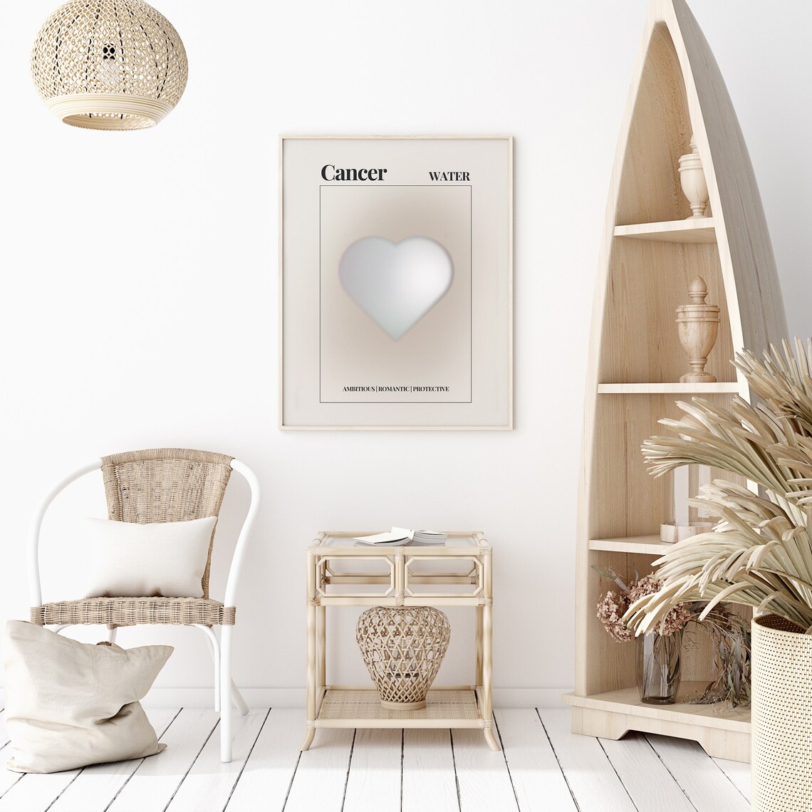 Cancer Zodiac Sign Water Aura Heart Minimalist Astrology Poster - Image 2