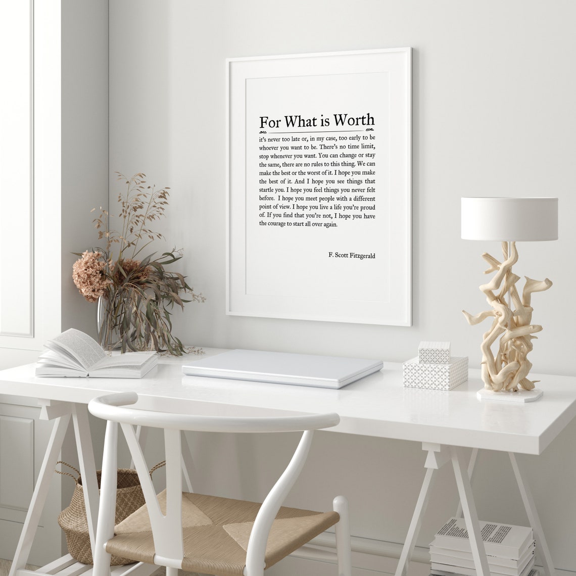 For What Is Worth F Scott Fitzgerald Serif Classic Literary Poster - Image 2
