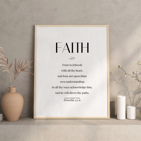 Faith Proverbs 35 Trust in the Lord Serif Typography Verse Poster