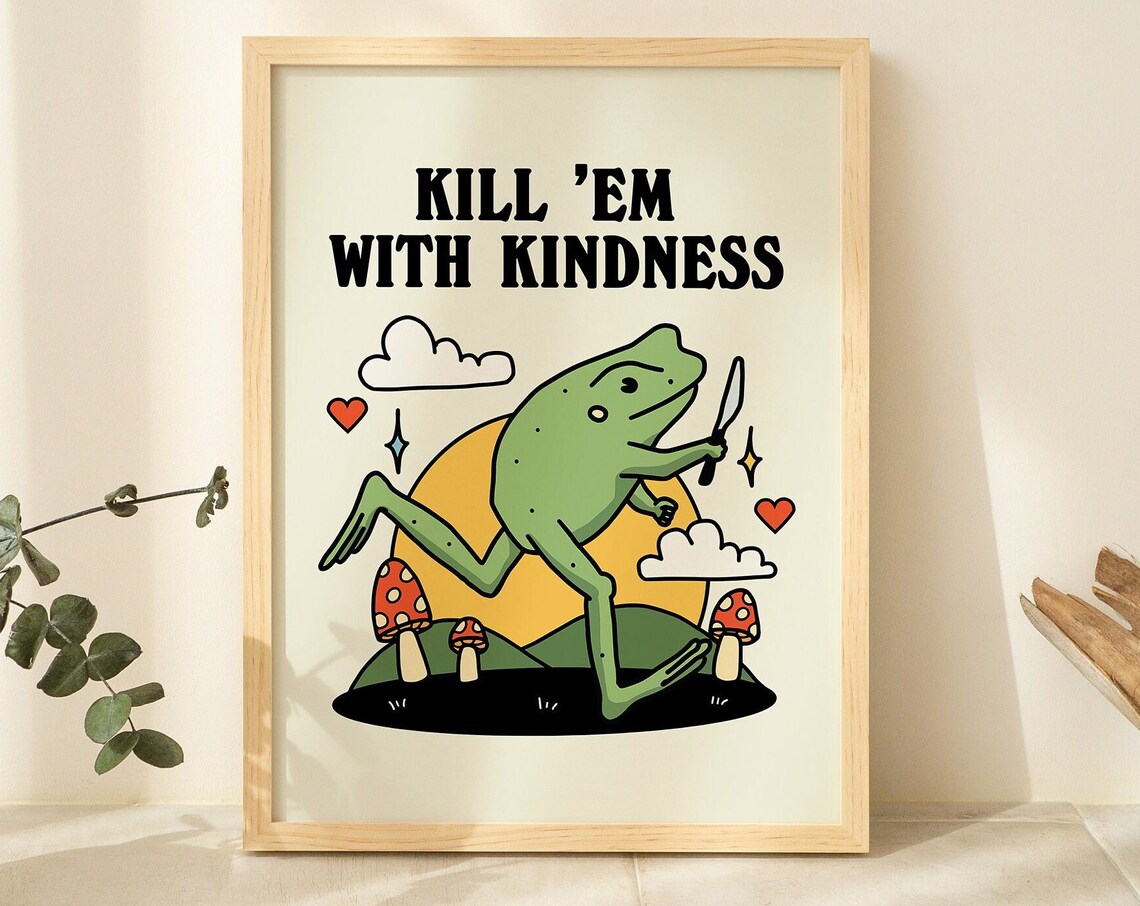 Cute Frog Kindness Quote Art Print, Kids Decor