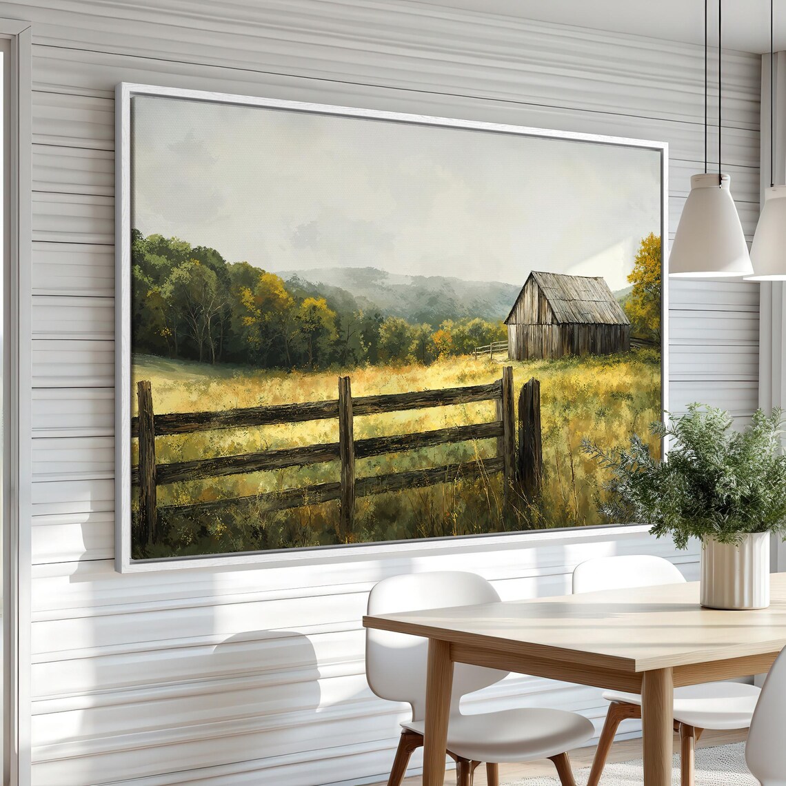 Rustic Barn and Open Field Countryside Landscape Vintage Art Poster - Image 3