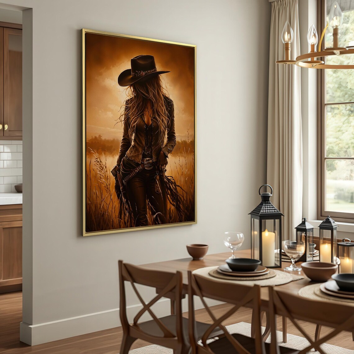 Cowgirl Western Style Art Print, Rustic Decor - Image 2