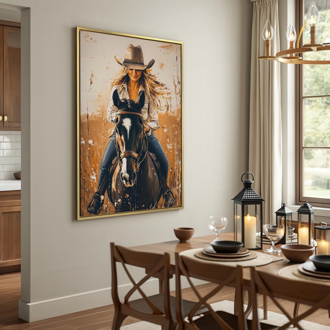 Wild West Cowgirl Riding Horse Equestrian Western Art Poster - Image 2