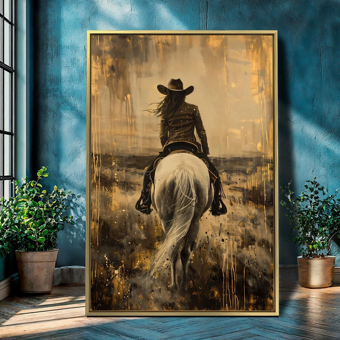 Western Cowgirl Rider, Rustic Sepia Horse Art Print - Image 2