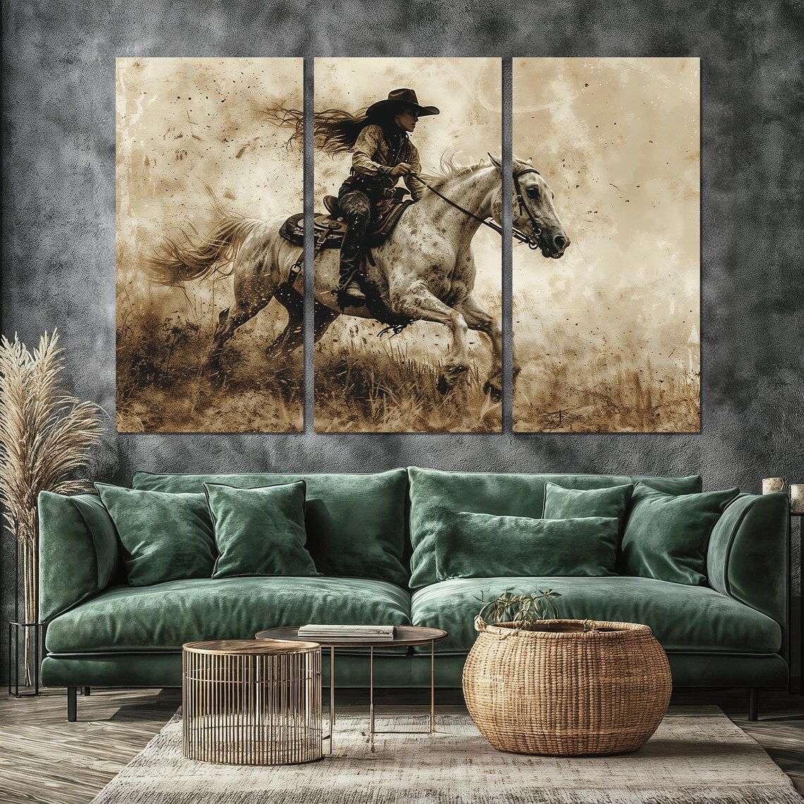 Cowgirl on Galloping Horse Western Equestrian Art Print - Image 5