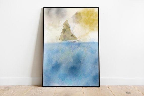 Ship Watercolor Painting Sea Nature Seascape Illustration