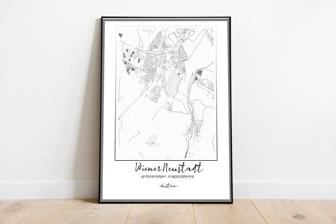 Wiener Neustadt Map City Mapcity Mapsmap Printcity Mapprint Austria Custom Print Personalized New York Paris