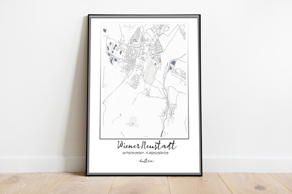 Wiener Neustadt Map City Mapcity Mapsmap Printcity Mapprint Austria Custom Print Personalized New York Paris