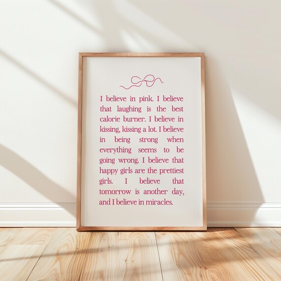 I Believe In Pink Wall Print Art Girl Bedroom Decor Trendy Girly Prints