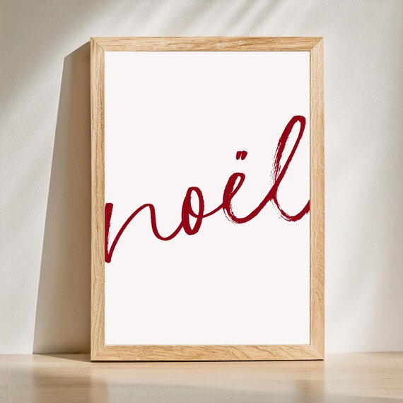 Noel Red Brushstroke Script Minimalist Christmas Typography Poster