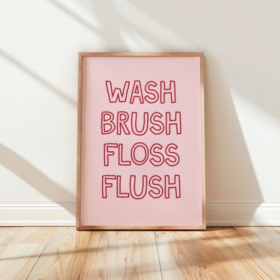 Pink Bathroom Wall Print Art Decor Dorm Girly Funny