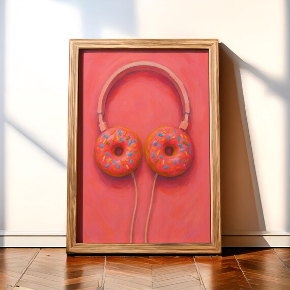 Quirky Donut Headphones Pop Art, Funky Music