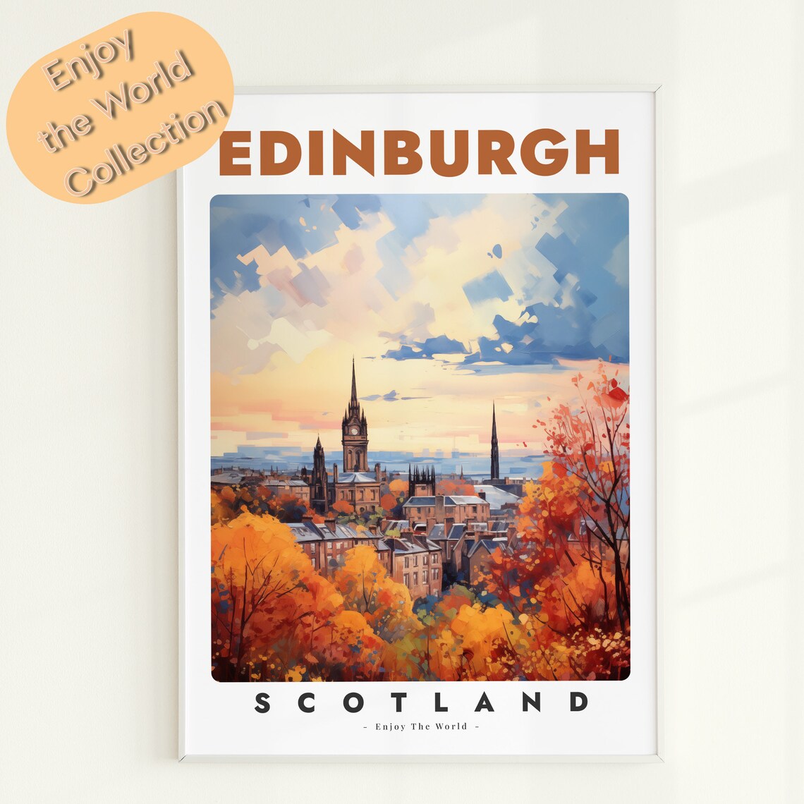 Edinburgh Scotland Travel Poster, Cityscape Art Print