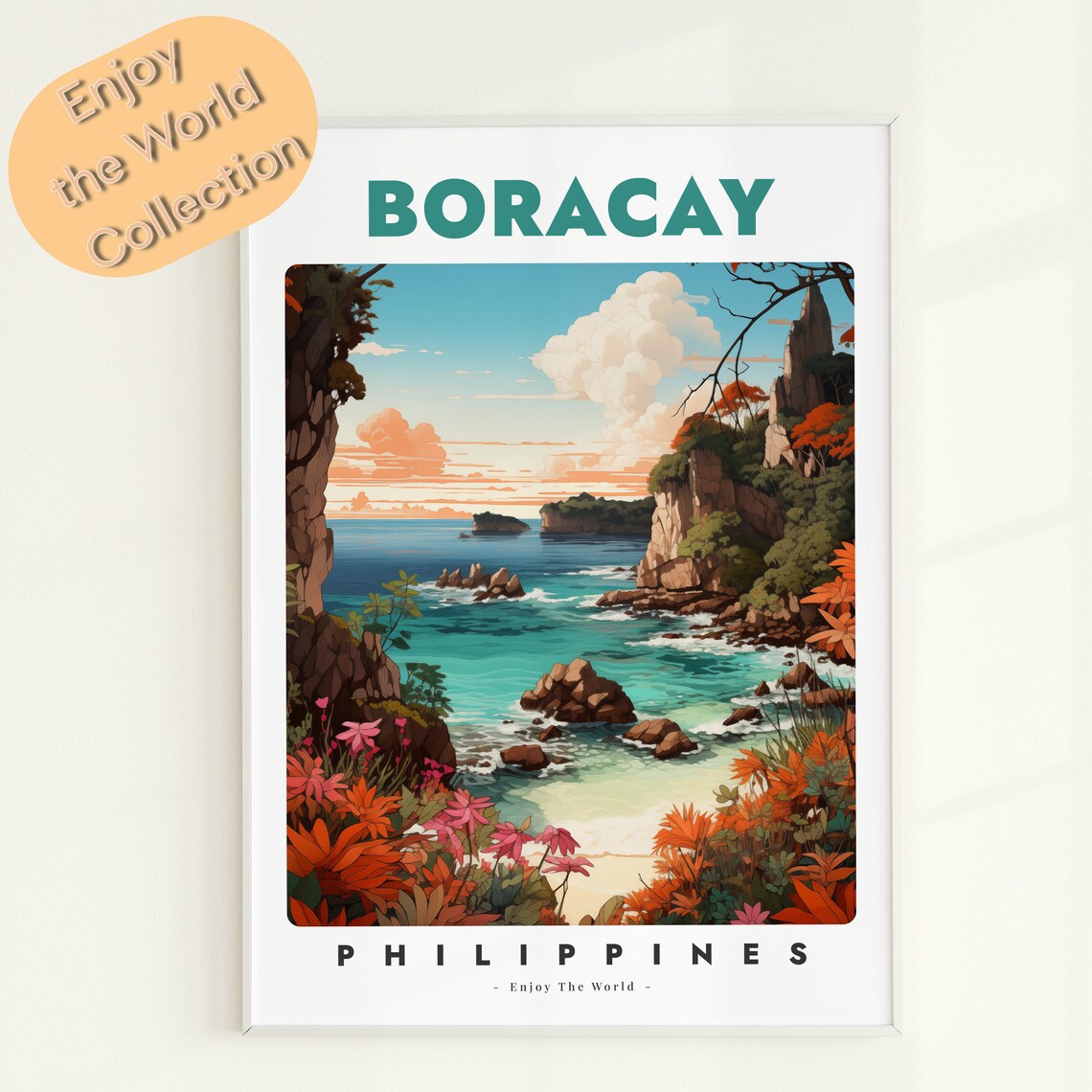 Boracay Philippines Travel Poster, Tropical Island