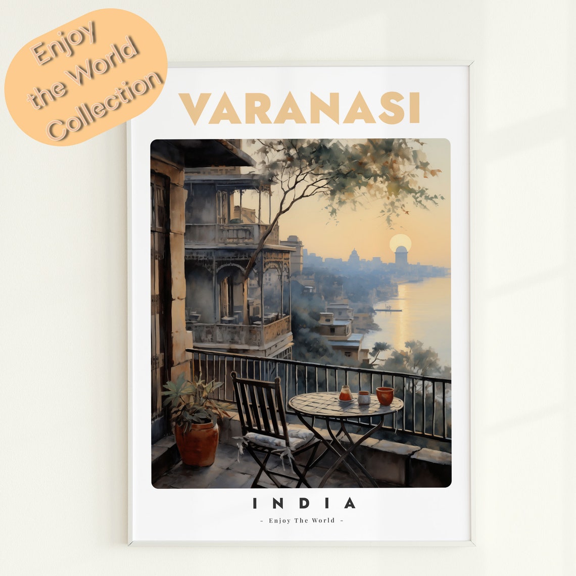 Varanasi India Travel Poster, Asia Home Decor