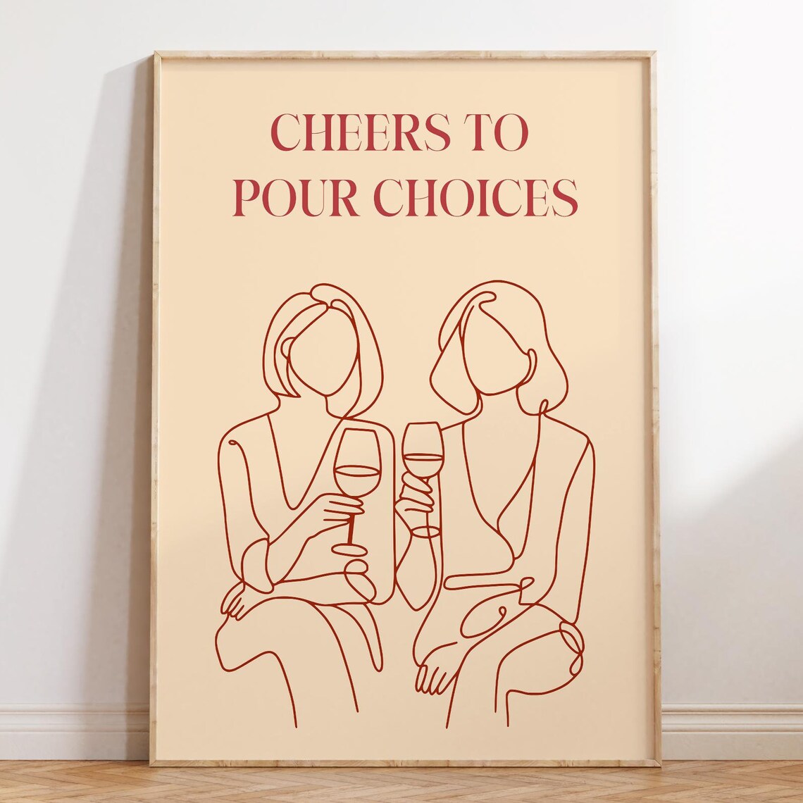 Cheers To Pour Choices Funny Wine Toast Minimalist Line Art Poster
