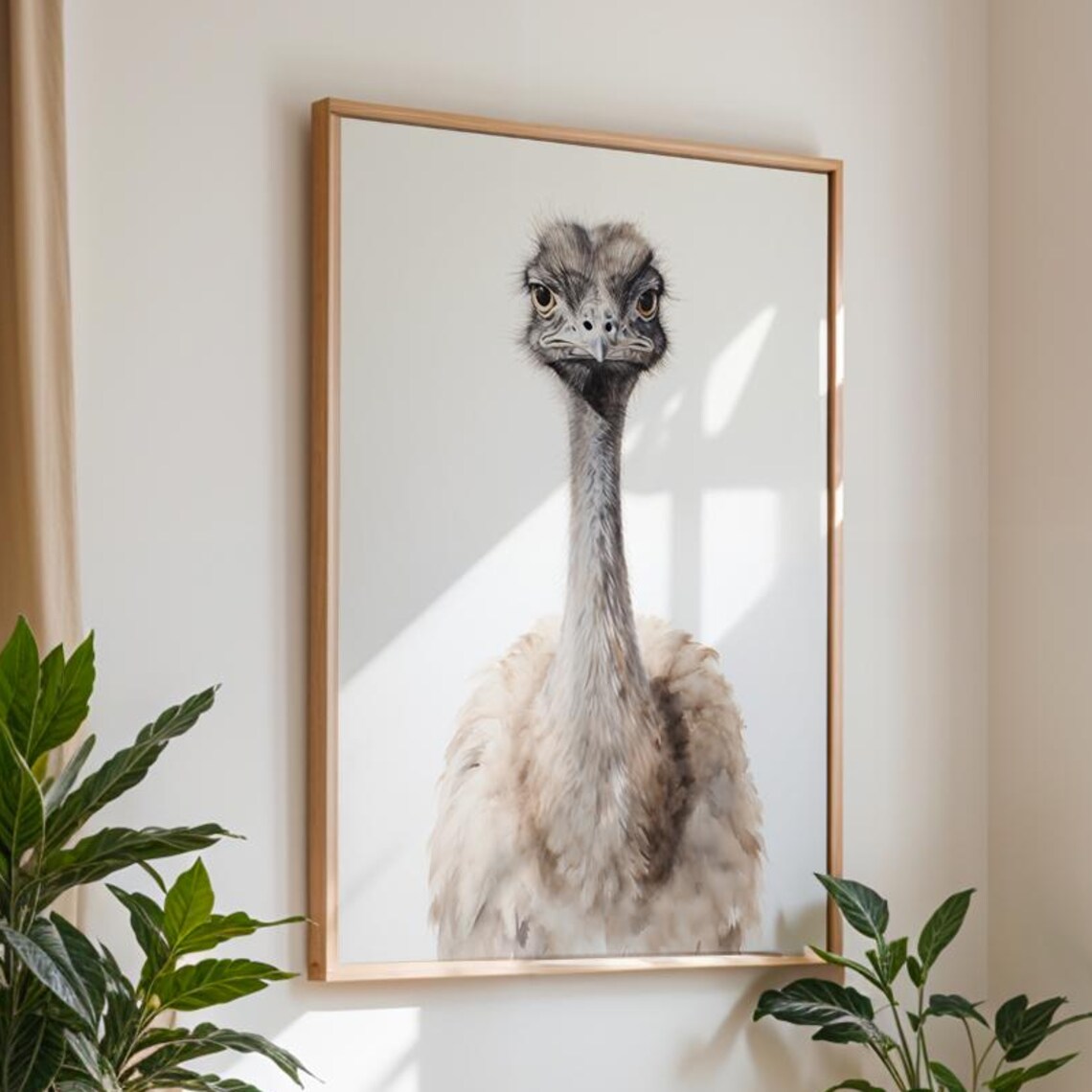 Funny Quirky Bird Watercolor Portrait Neutral Farmhouse Animal Poster