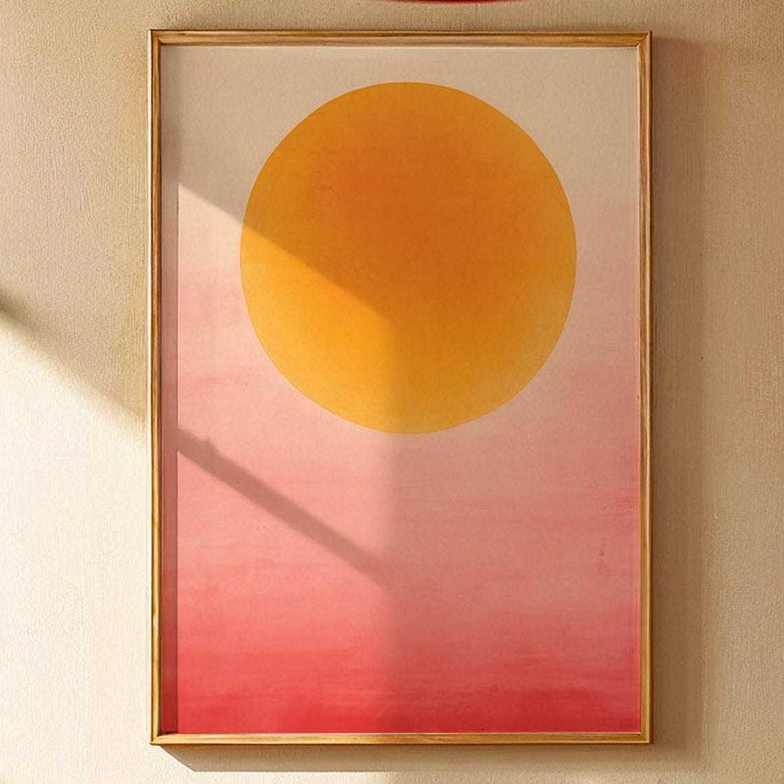 Warm Orange Sun Over Pink Gradient Minimalist Abstract Art Poster