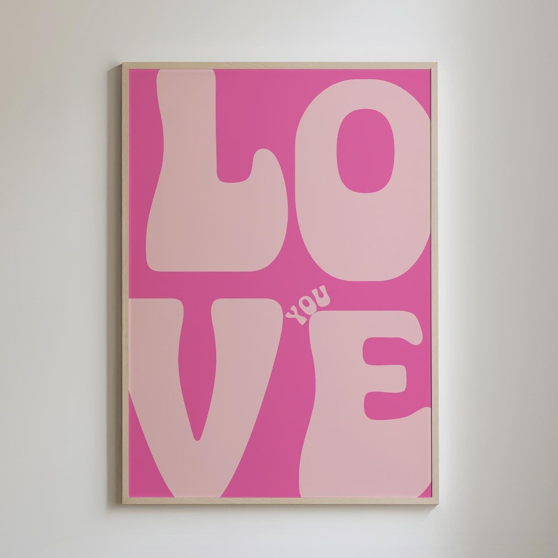 Love You Bold Pink Retro Typography Affirmation Statement Poster - Image 4
