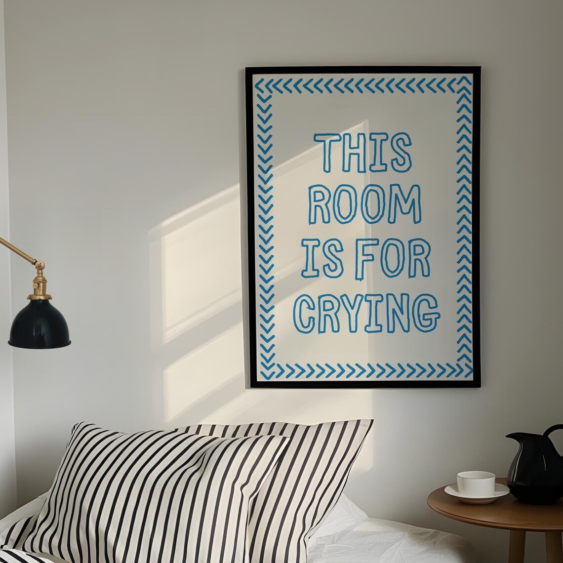 This Room Is For Crying Blue Chevron Mental Health Quote Poster - Image 5