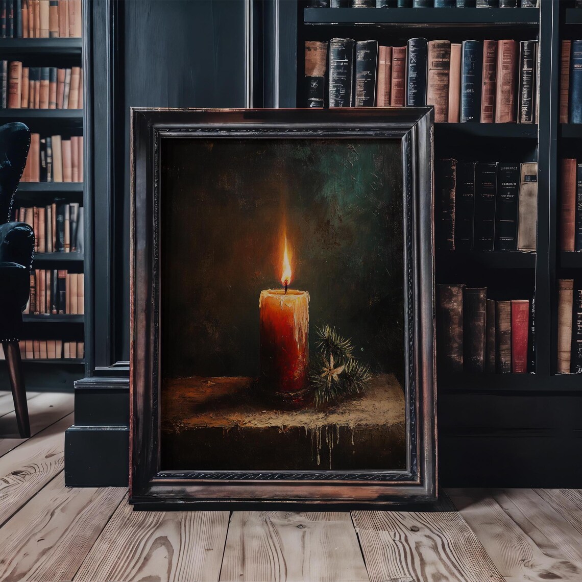 Vintage Candle Moody Christmas Print Winter Decor Dark Cottagecore Wall Art Gothic Christmas - Image 3