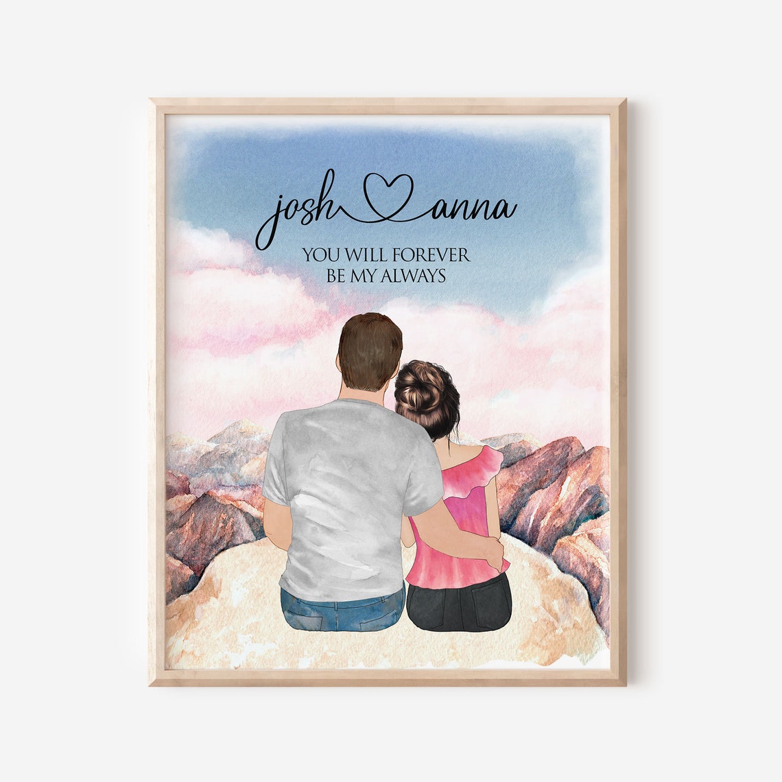 Romantic Mountain Summit Couple You Will Forever Be My Always Poster