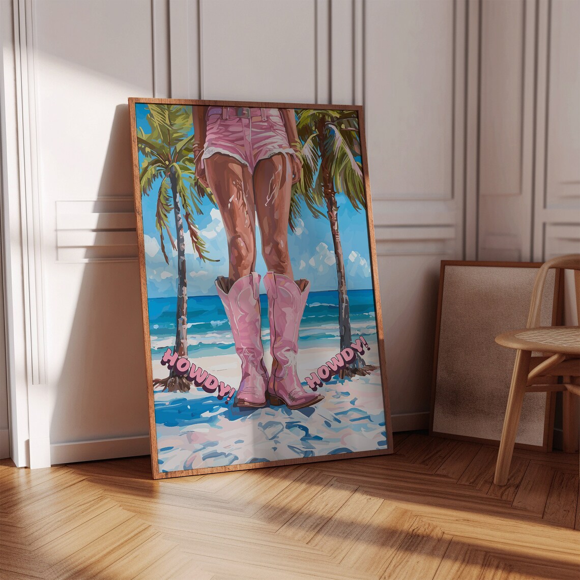 Pink Cowboy Boots Beach Howdy Coastal Cowgirl Fun Summer Wall Art