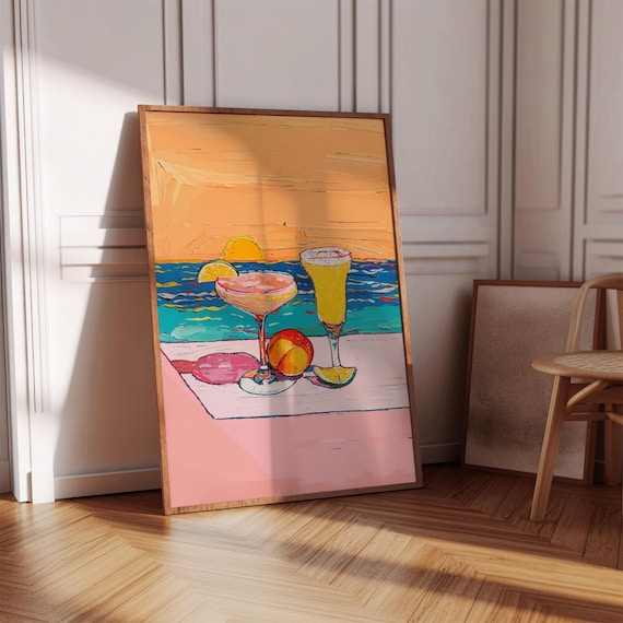 Aperol Spritz Poster Wall Art Print 70s Preppy Girly Pink Aesthetics Bar Cart Kitchen
