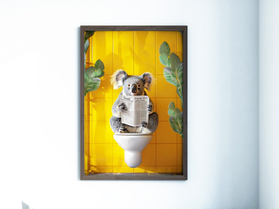 Koala Sitting On Toilet Funny Bathroom Art Print - Image 4