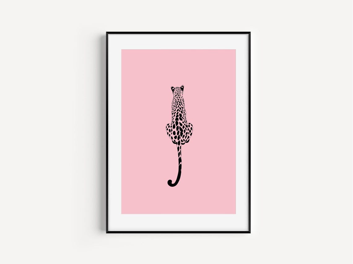 Pink Leopard Silhouette Trendy Maximalist Animal Decor Poster - Image 4