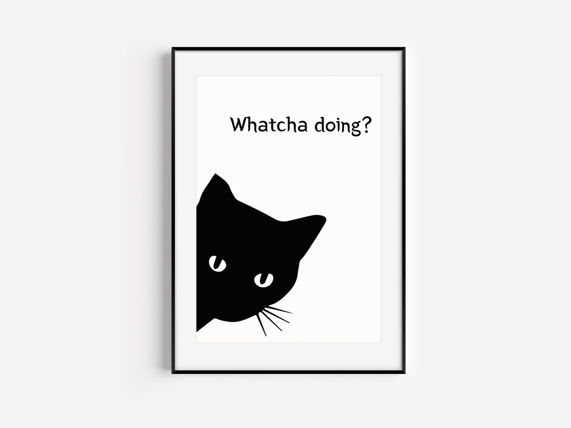 Black Cat Funny Minimalist Poster Print - Image 4