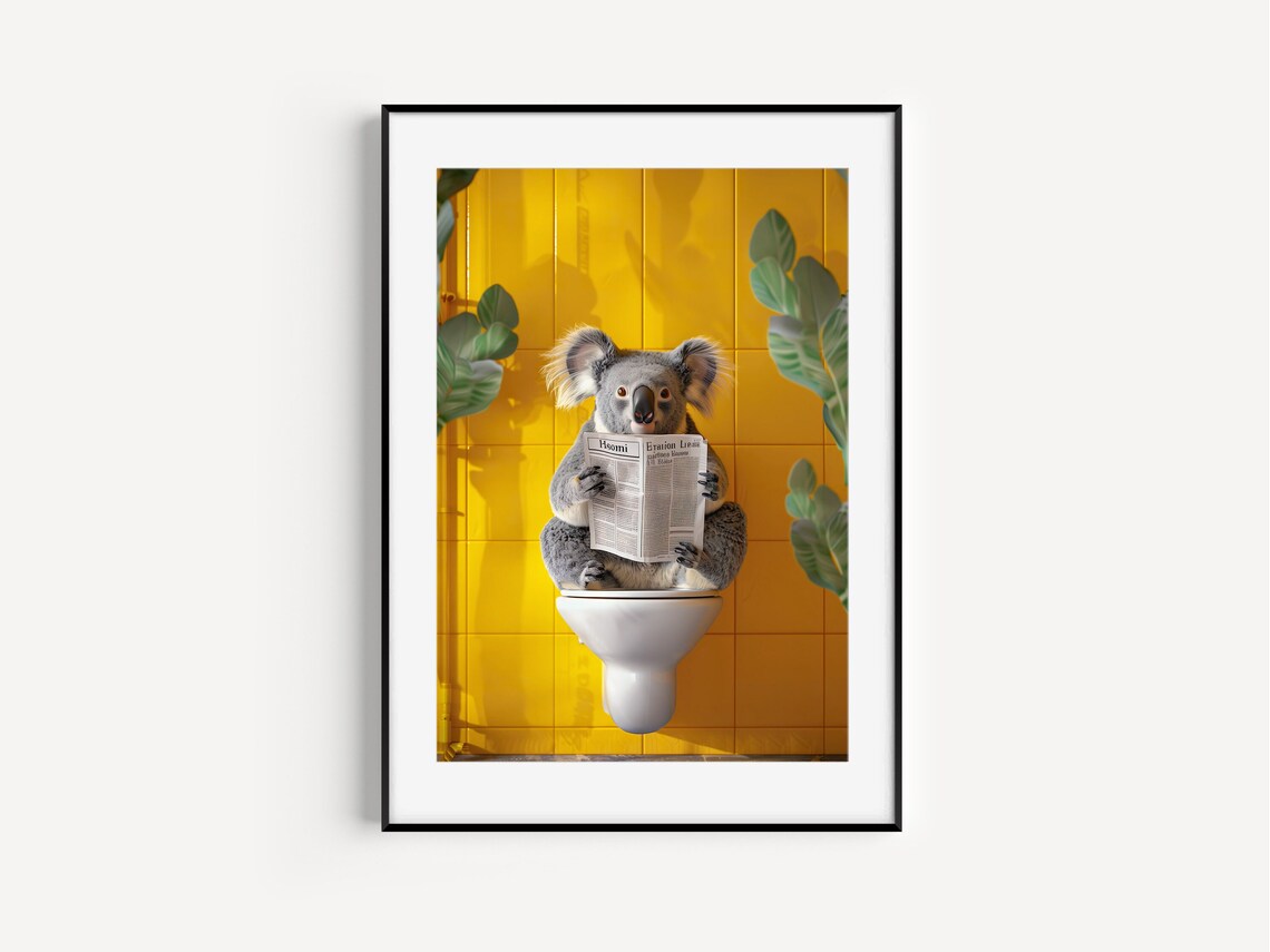 Koala Sitting On Toilet Funny Bathroom Art Print - Image 5