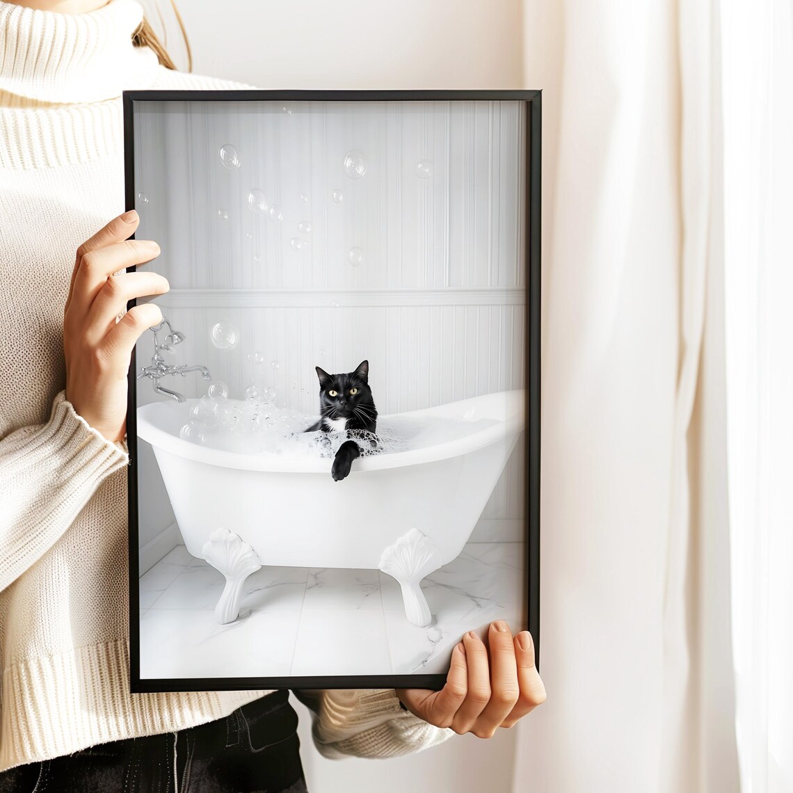 Black Cat In Bathtub Bathroom Humor Poster - Image 4