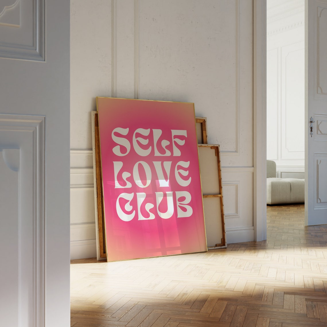 Self Love Club Retro Typography Poster Pink Gradient Girly Room Decor - Image 2