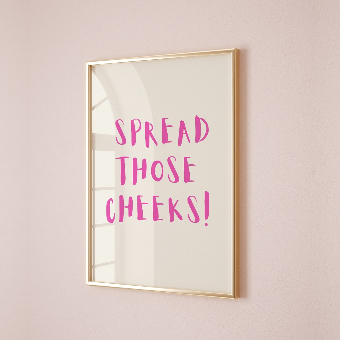 Spread Those Cheeks Bold Pink Funny Bathroom Quote Humor Poster - Image 2
