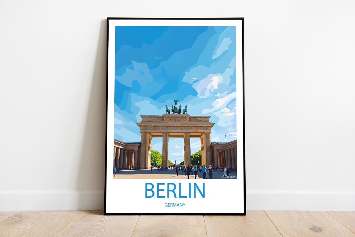 Handmade Berlin Germany Poster Wall Art Modern Travel Framed Birthday Home Made Decor Gift Vector Illustration Print Painting