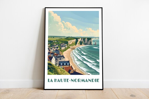 Hautenormandie Handmade Poster Wall Art Modern Travel Framed Birthday Home Made Decor Gift Vector Illustration Print Custom Text