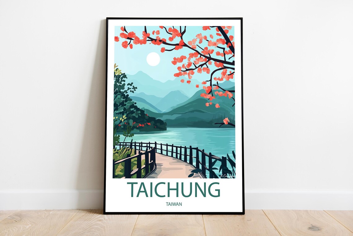 Taichung Taiwan Modern Travel Poster, Custom Text